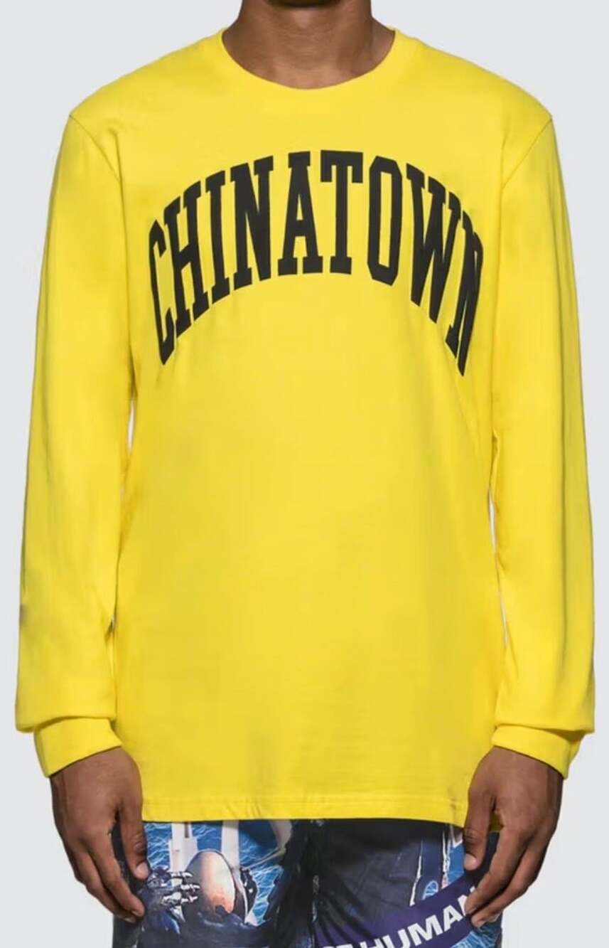 Chinatown Market Yellow Black Arc Logo Long Sleeve T-Shirt Top Size L